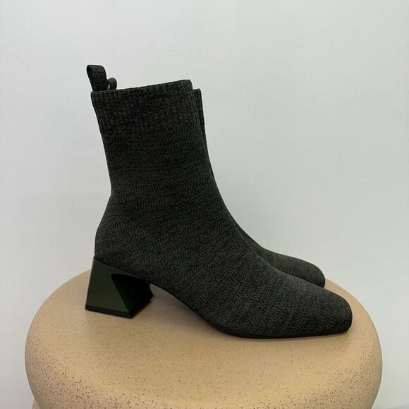 Vivaia Women’s Regina Peo Dark Olive Square-Toe Water-Repellent Heeled Boots - Picture 2 of 15